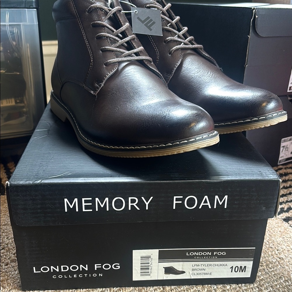 London Fog Brown Chukka Boots with Memory Foam